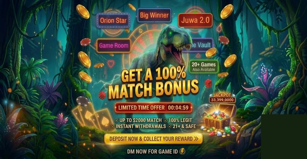 100% Match Bonus - Jurassic Game Room